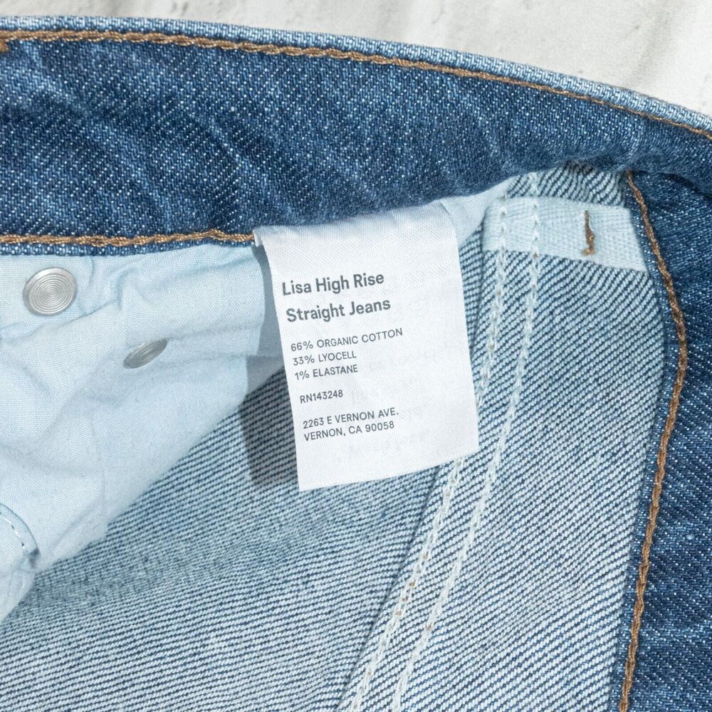 Reformation Women's Lisa High Rise Straight Leg Denim Jeans blue wash sz 26 - Picture 6 of 10